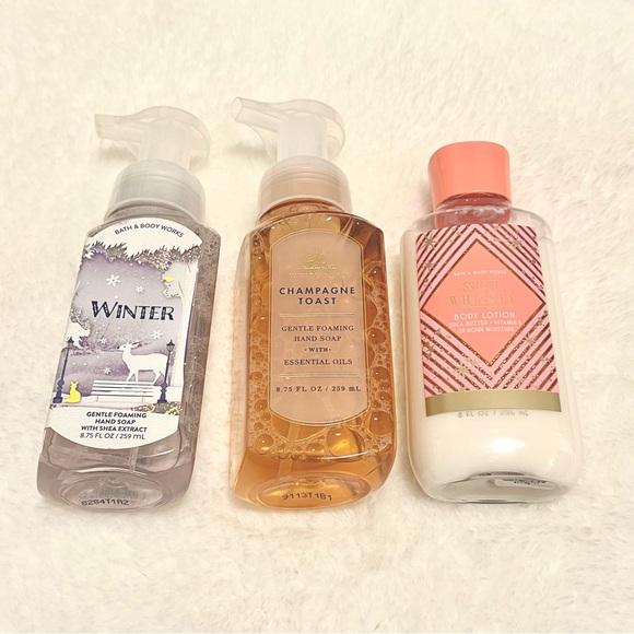 Bath & Body Works Soap and Lotion Bundle - Winter, Champagne Toast,Sweet Whiskey - Picture 1 of 2